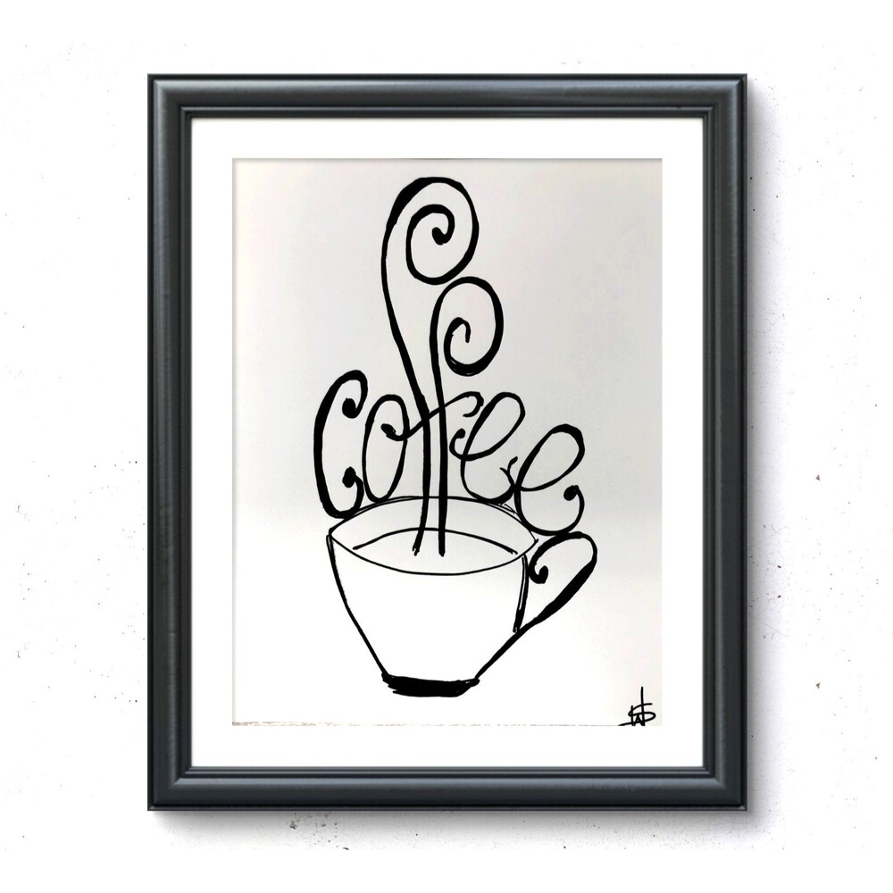 WS original coffee painting 14X11 Gallery Paper modern expressionist wall art